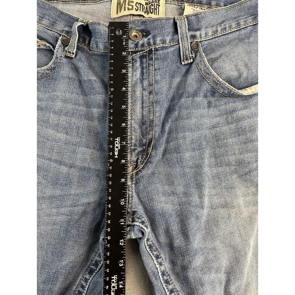 Ariat M5 Slim Straight Jeans Mens 38x36 Med Wash Blue Straight Distressed Denim